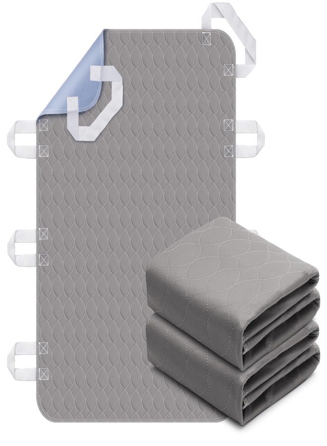 Brosive 2 Pack Positioning Bed Pad with Handles, 8 Sturdy Handle Washable Bed Pads for Incontinence, Waterproof, Reusable Underpads for Elderly Hospital Home Care, Grey, 36”×52” - Image 1